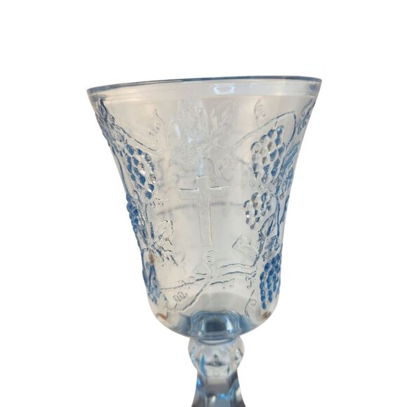 Blue TIARA INDIANA GLASS Last Supper Communion Religious Chalice Wine Goblet Exc - Picture 9 of 12